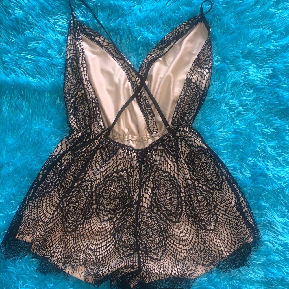 Nude, black lace romper! 🖤 - Picture 3 of 4